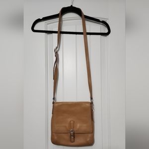 Vintage Coach Brown Leather Flap Buckle Crossbody